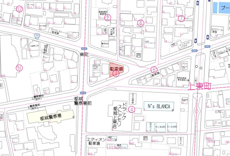 都城市上東町の売地の土地図