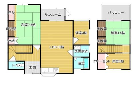 【No.7339】浜坂２丁目中古住宅/4LDK/サンルームあり♪の間取り
