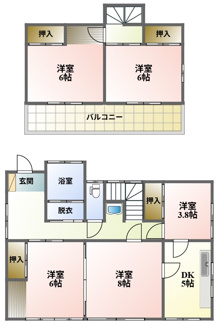 【間取り】 | 高勢町貸家 | 入居決定後、和室⇒洋間への変更予定です