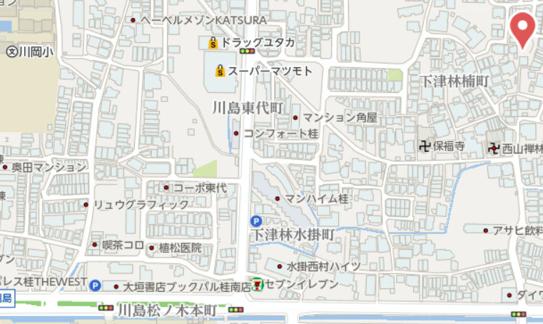京都市西京区下津林楠町　新築戸建の地図