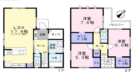 【間取り】 | 加古川市平岡町新在家　新築 | 3LDK+WIC2か所+SICです。