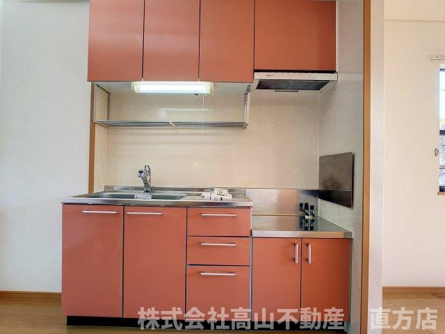 直方市大字上新入のアパートのキッチン