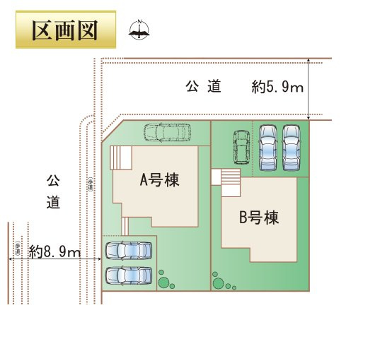 宮崎市生目台西一丁目第1-2棟（B号棟）の区画図|配置図（A号棟）