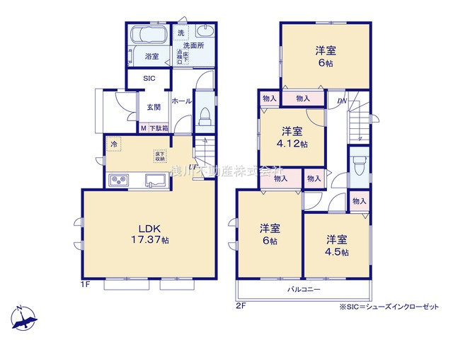 八王子市　上壱分方町　新築一戸建ての間取り|～南向き4LDK　開放感のあるワンフロアリビングの間取りです～