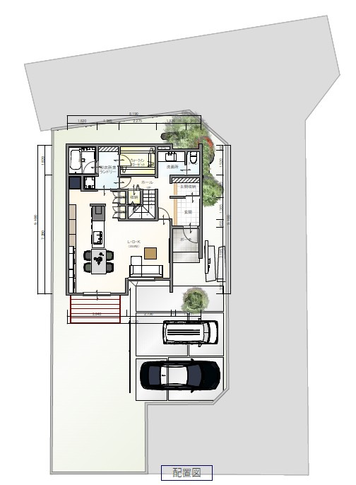 新居浜市宇高町１丁目の売地の完成予想図|参考プラン　配置図