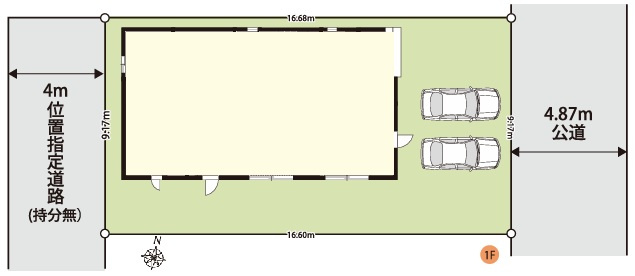 伊奈町小室８期全１棟の区画図|カースペースはゆとりの２台並列駐車可能なので、来客時にも安心ですね。お友達やご親戚を呼んで、大勢でワイワイと賑やかに過ごせるのも一戸建ての魅力です。お子様の笑い声が響いても、ニコニコと見守れますよ。