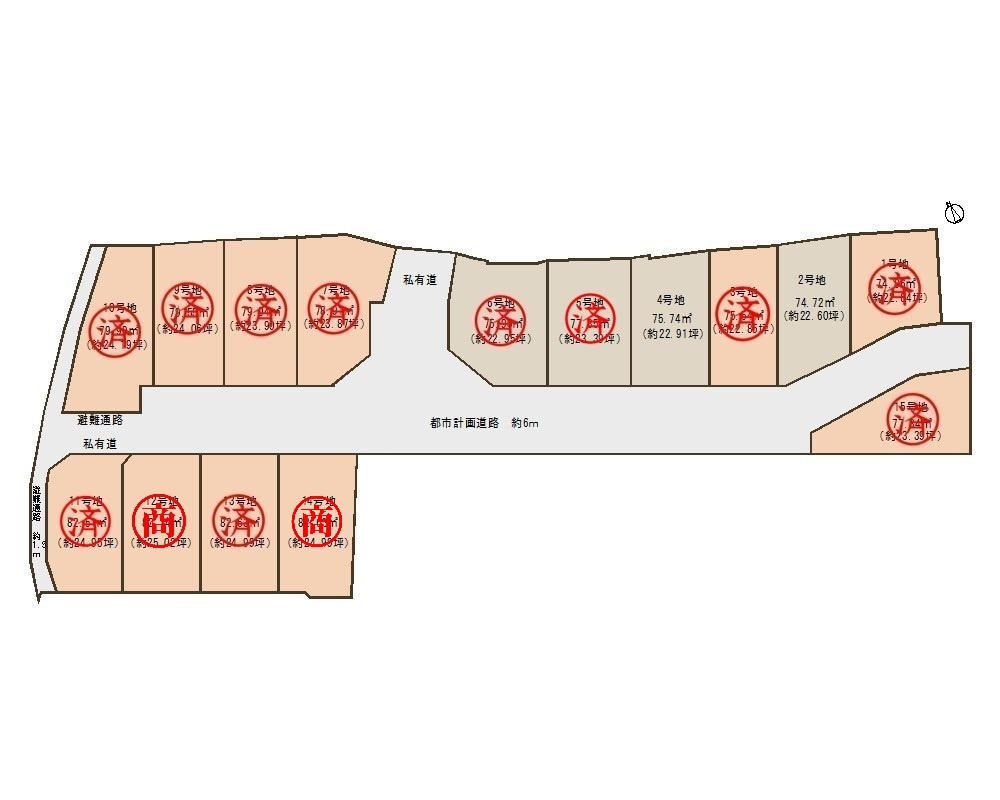 【商談中】京都市右京区西京極畑田町の区画図|全15区画の新築分譲地！
残4区画です。※12号地：商談中