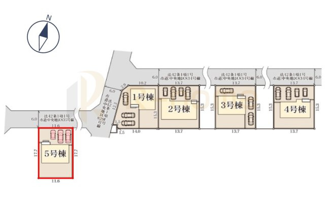 ひたちなか市東石川第13　新築戸建て　5号棟の区画図|大きなお買い物だからこそ、メリット・デメリットを伝えさせて頂きます。
R-homeにお任せください♪