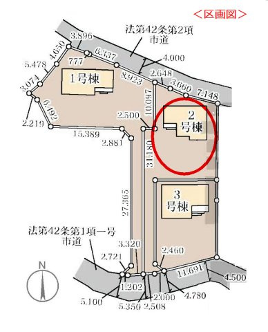リーブルガーデンS渋川市行幸田　２号棟の区画図|駐車場3台以上ご用意しています！来客時も重宝します♪
前面道路も広く車の出し入れもしやすいです！