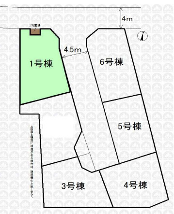 川越市的場全6棟の区画図|10月23日撮影。