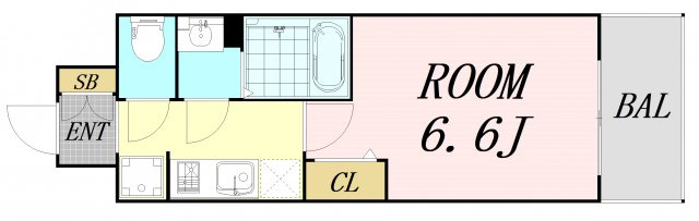 プレサンス堺筋本町駅前シェル　仲介手数料無料の間取り