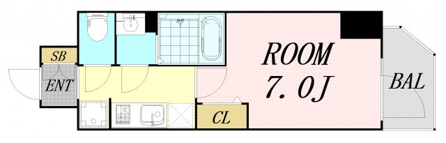 プレサンス堺筋本町駅前シェル　仲介手数料無料の間取り