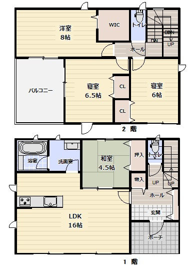 松江市竹矢町第一　新築分譲住宅の間取り|全居室収納スペース付となっております〇
LDKも広々としているのでインテリアも映える事間違いなしですね♪

