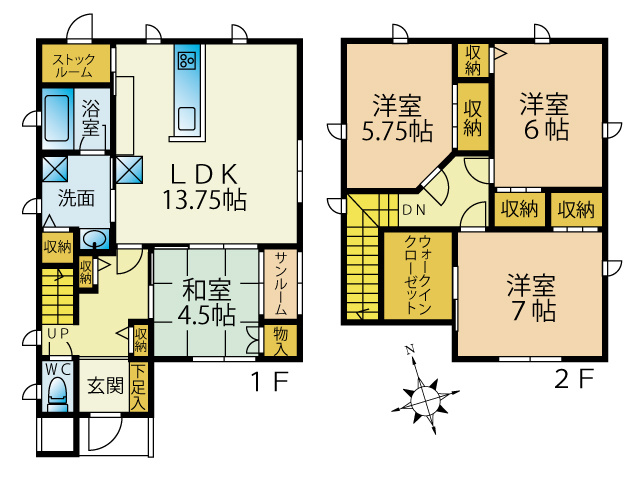 【間取り】 | 【 新築建売住宅 】横手市八幡字長者町No58 横手北小学校区のオール電化 4LDK
