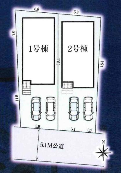 高浜市春日町　全2棟・2号棟の区画図|2号棟です。