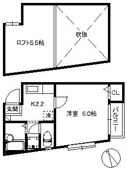 フォンテーヌ西新の間取り