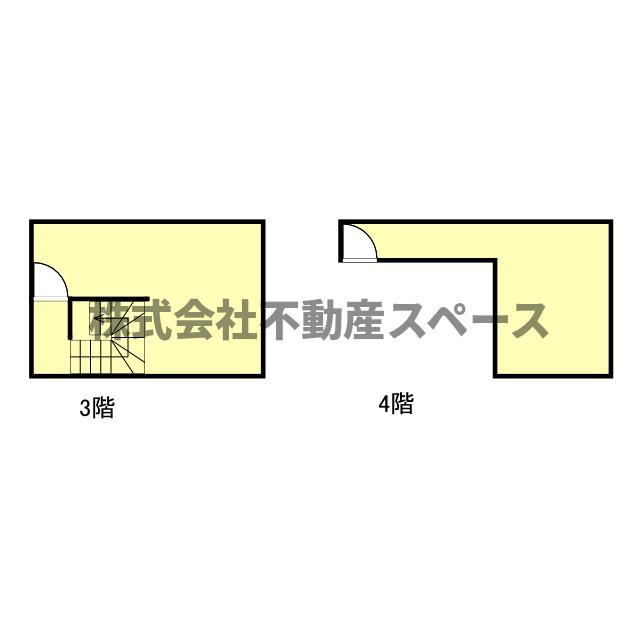 大阪市北区池田町の店舗一部の間取り|3階と４階（ルーフトップテラス）セットのご契約です。