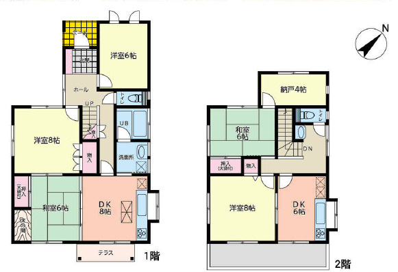 野田市日の出町　中古戸建　平成7年築の間取り|2世帯住居可能な間取り、設備