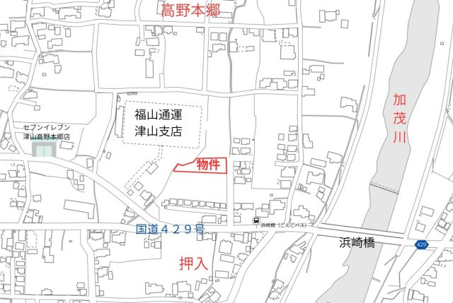 津山市押入　売地　434坪の地図