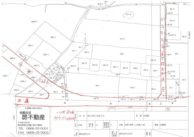 津山市押入　売地　434坪の地図