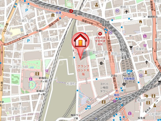 グランフロント大阪オーナーズタワーの地図