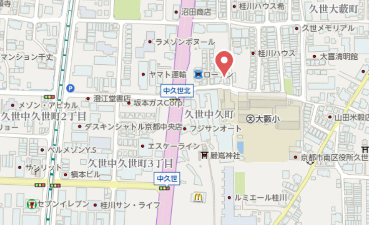 京都市南区久世中久町　建築条件付き土地の地図