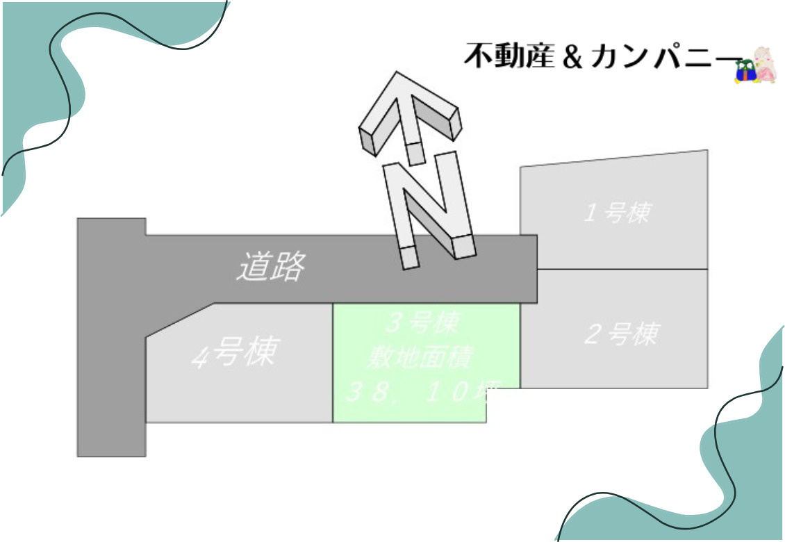 クレイドルガーデン筒井3号棟　松前町筒井第4-3号棟(全4棟)　新築建売分譲3号棟の区画図
