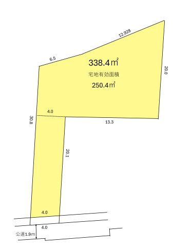 土地 富士見市下南畑 の区画図|約102坪の広々とした敷地です。