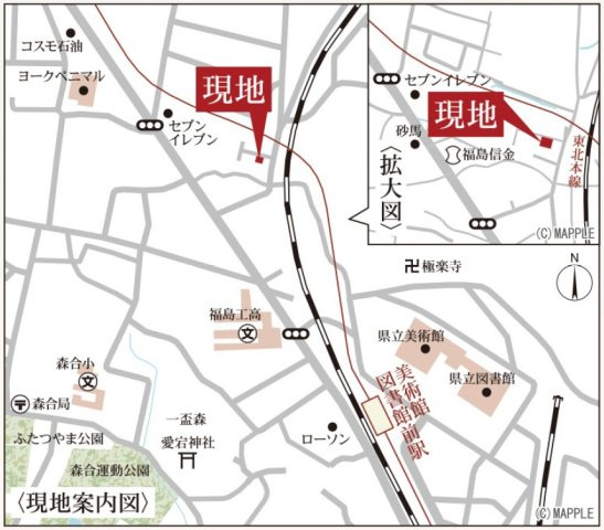 新築戸建・建売　福島市森合丹波谷地　Livele Garden　全1棟の地図