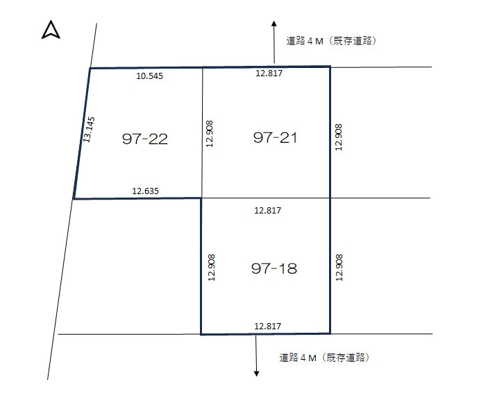 【建築条件なし】春採2丁目　高台の売り土地の土地図|3筆一括販売となります。