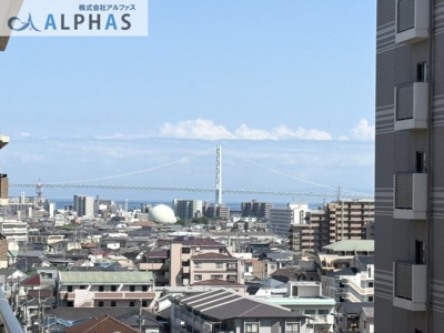 【バルコニー】 | ダイアパレス西明石 | バルコニーから明石海峡大橋が望めます♪(昼)