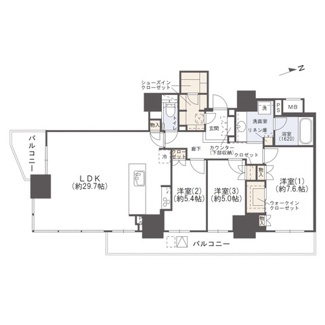【間取り】 | リバーガーデンタワー上町台筆ヶ崎 | 【間取り】16階・3LDK南東角住戸につき眺望・採光・通風良好◎