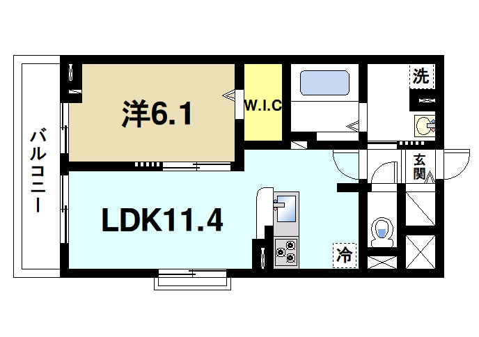 ブランドールαの間取り|1LDK