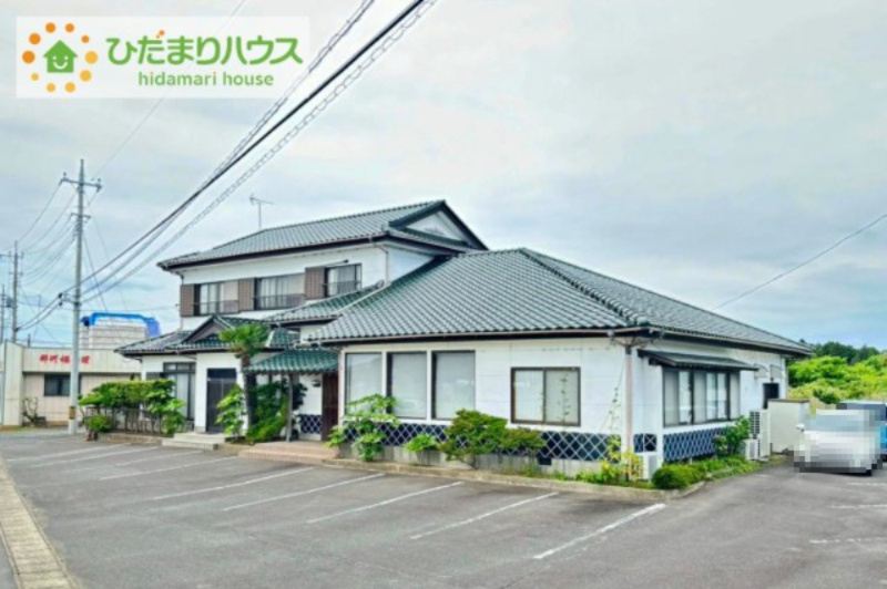 那珂市後台　中古戸建　店舗付き住宅の外観|目の前が国道349号で、とても目立つ立地です！