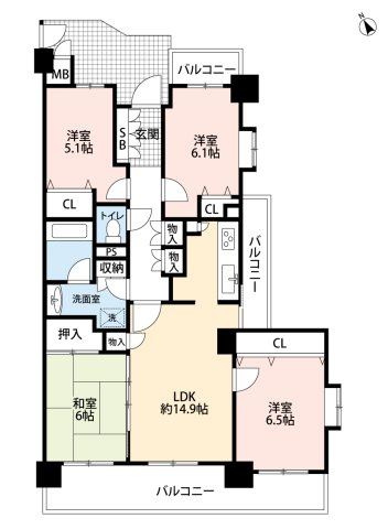 マルベリー小牧山南の間取り|2025年７月リフォーム予定。
ゆとりの４LDK。戸建て感覚のアルコープ付。