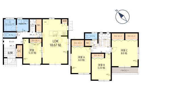 取手市戸頭　中古戸建の間取り|4LDK＋全居室収納、土地面積290.93m2、建物面積102.68m2