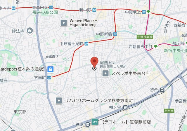 ワンルーフレジデンス中野南台の地図
