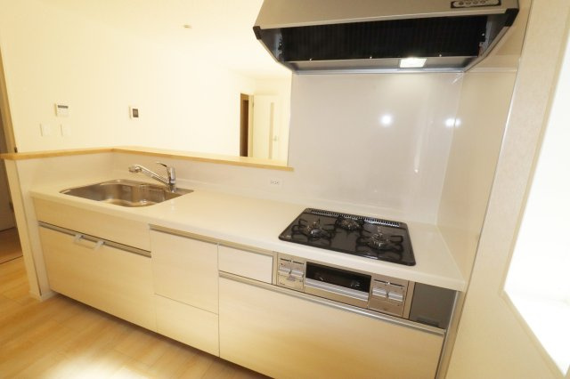 本宮市青田字中森　　　7号棟　　　五百川小学校、本宮第２中学区のキッチン