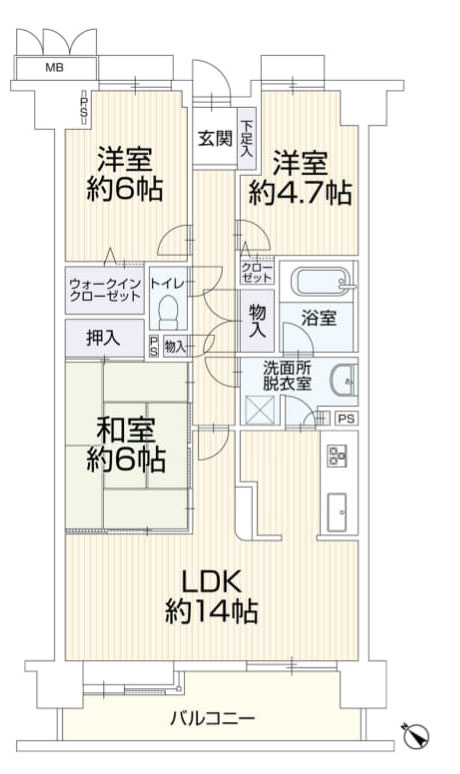 日野市南平４丁目の中古マンションの間取り