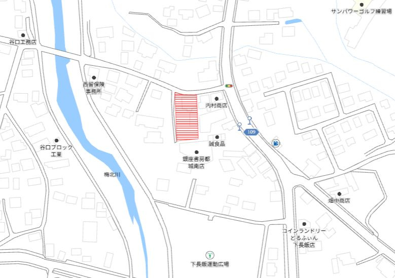都城市下長飯町の売地の土地図