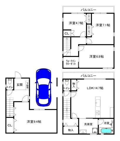 長田区松野通　新築戸建の間取り