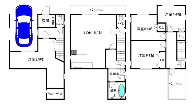 長田区松野通　新築戸建の間取り