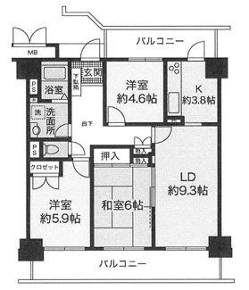 【間取り】 | 南えびな杉久保サンパルク650B街区4号棟 | 都市ガス　南向き　最上階11階部分につき陽当たり・眺望良好　ペット飼養相談可能（細則あり）