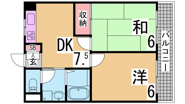 神戸市兵庫区門口町の賃貸マンションの間取り