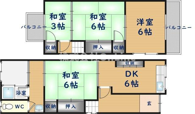 【間取り】 | 明美町２丁目テラス　西側
