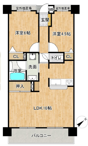 【間取り】 | グランプレステージ明石魚住駅前　7階 | 2LDKです。