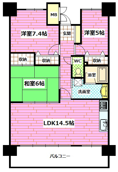 アスレ東原Ⅰ番館の間取り|※間取りは反転タイプです。