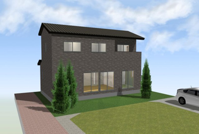 【外観パース】 | 敷地170㎡(約51坪)車３台駐車スペースあり(車種による)買物便利 | 外観パースです