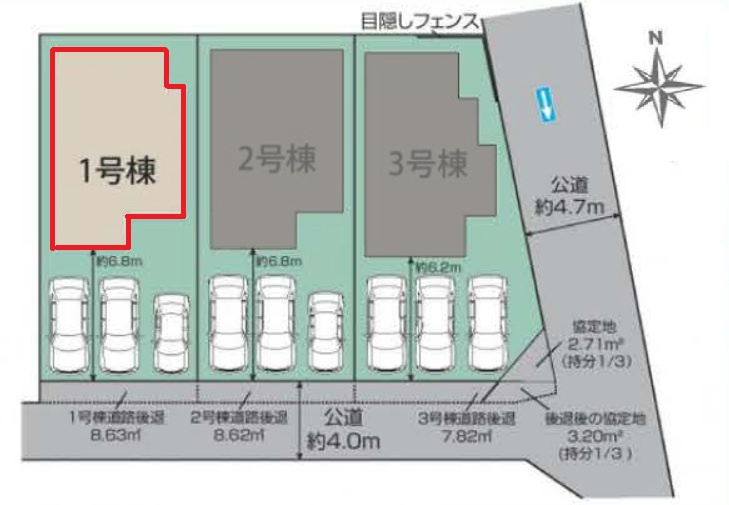 ブルーミングガーデン豊田市小坂町13丁目　全3棟　新築戸建の区画図