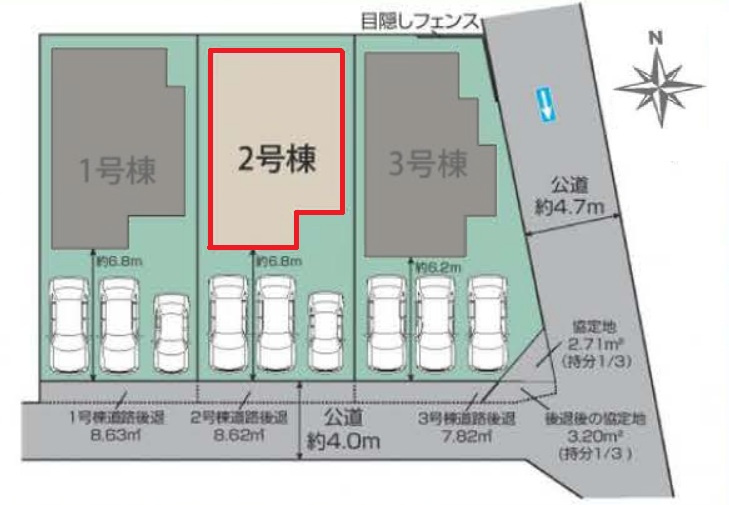 ブルーミングガーデン豊田市小坂町13丁目　全3棟　新築戸建の区画図